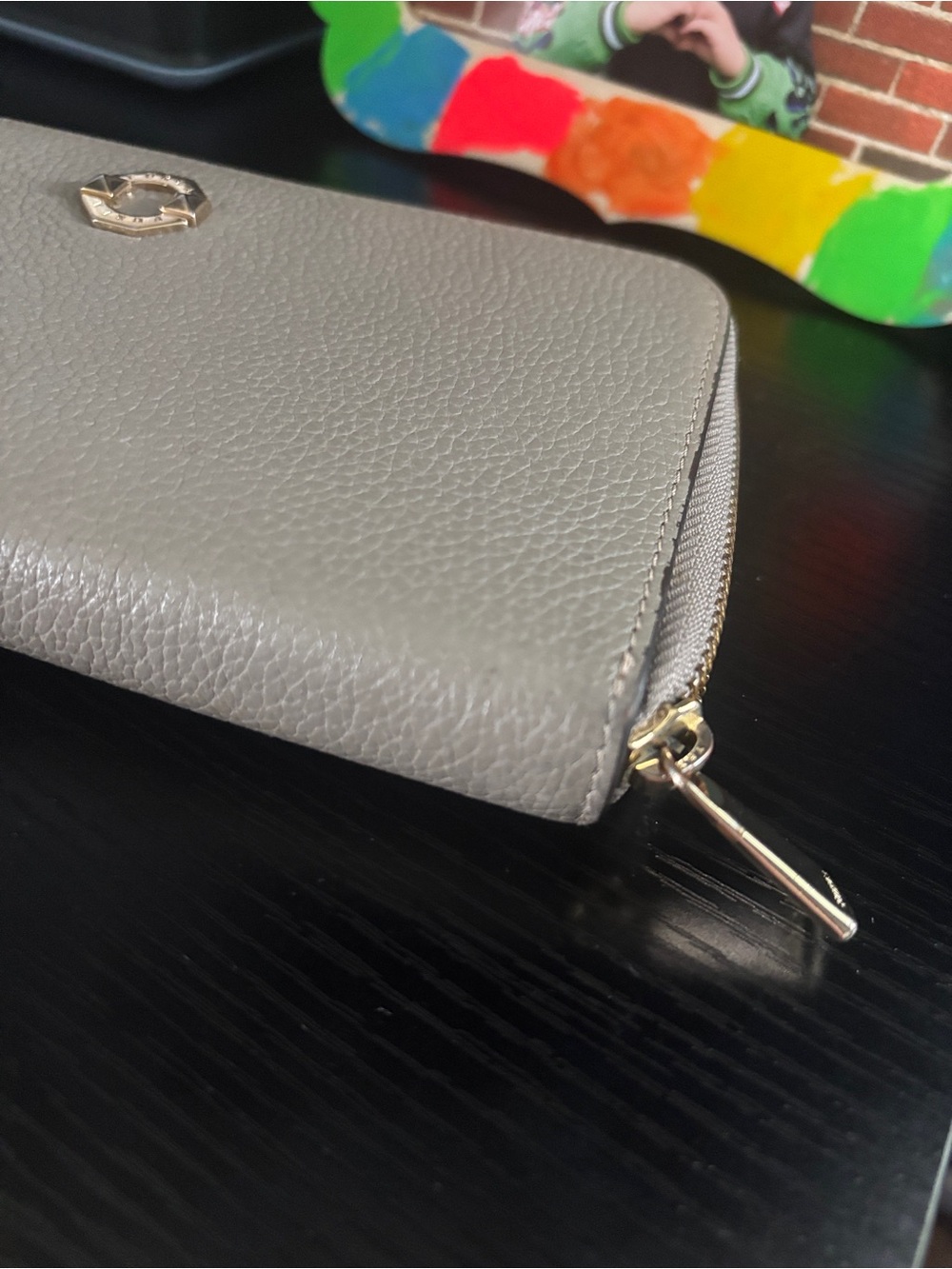 Furla Light gray  Pebbled Zip-Around Wallet with Gold Logo - Picture 4 of 14